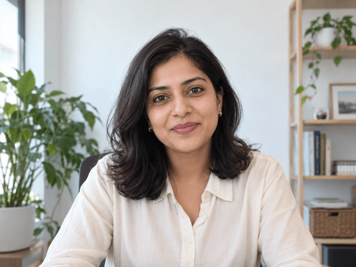 Fictional interviewer in a sample video call